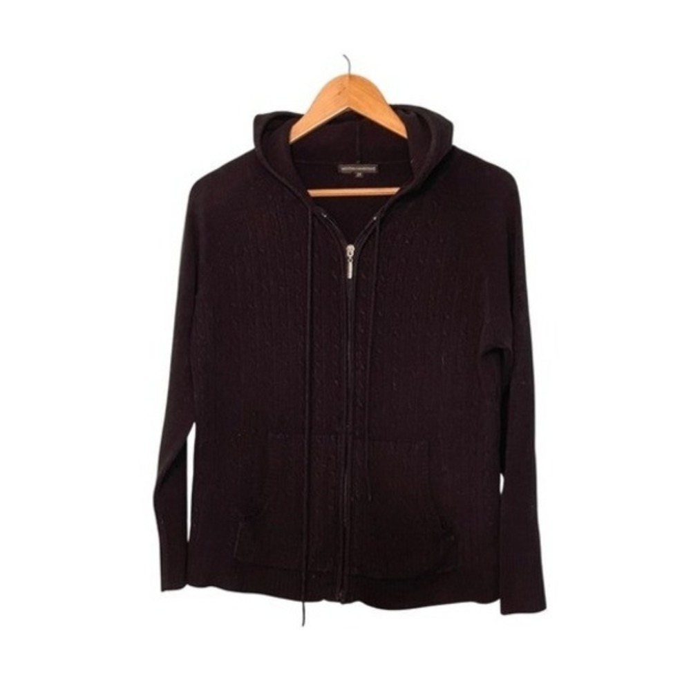 Western Connection Full Zip Hooded Cable Knit Cardigan Sweater Black 2X